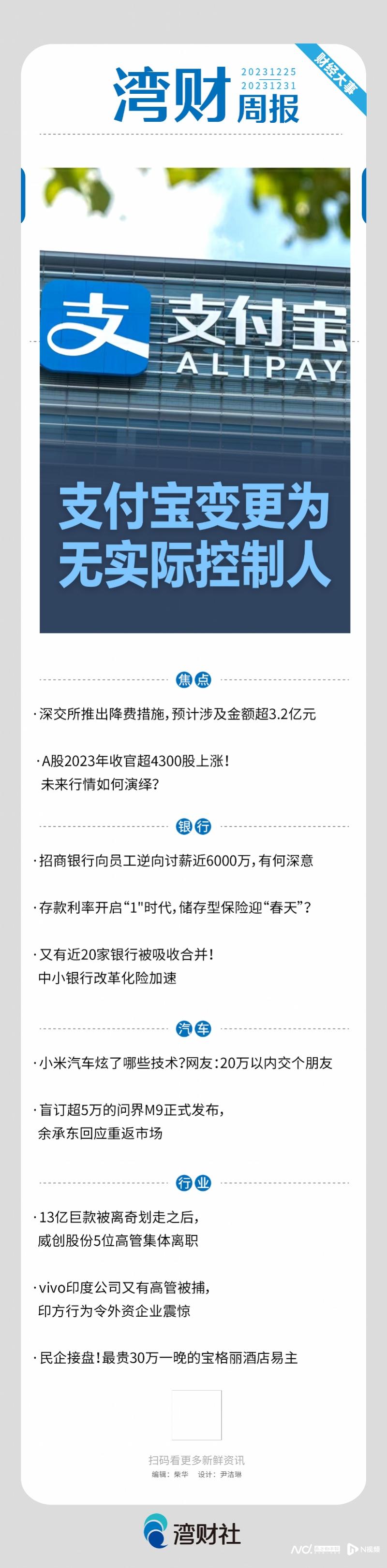 湾财大件事周报｜支付宝已无实际控制人；招行向员工逆向讨薪
