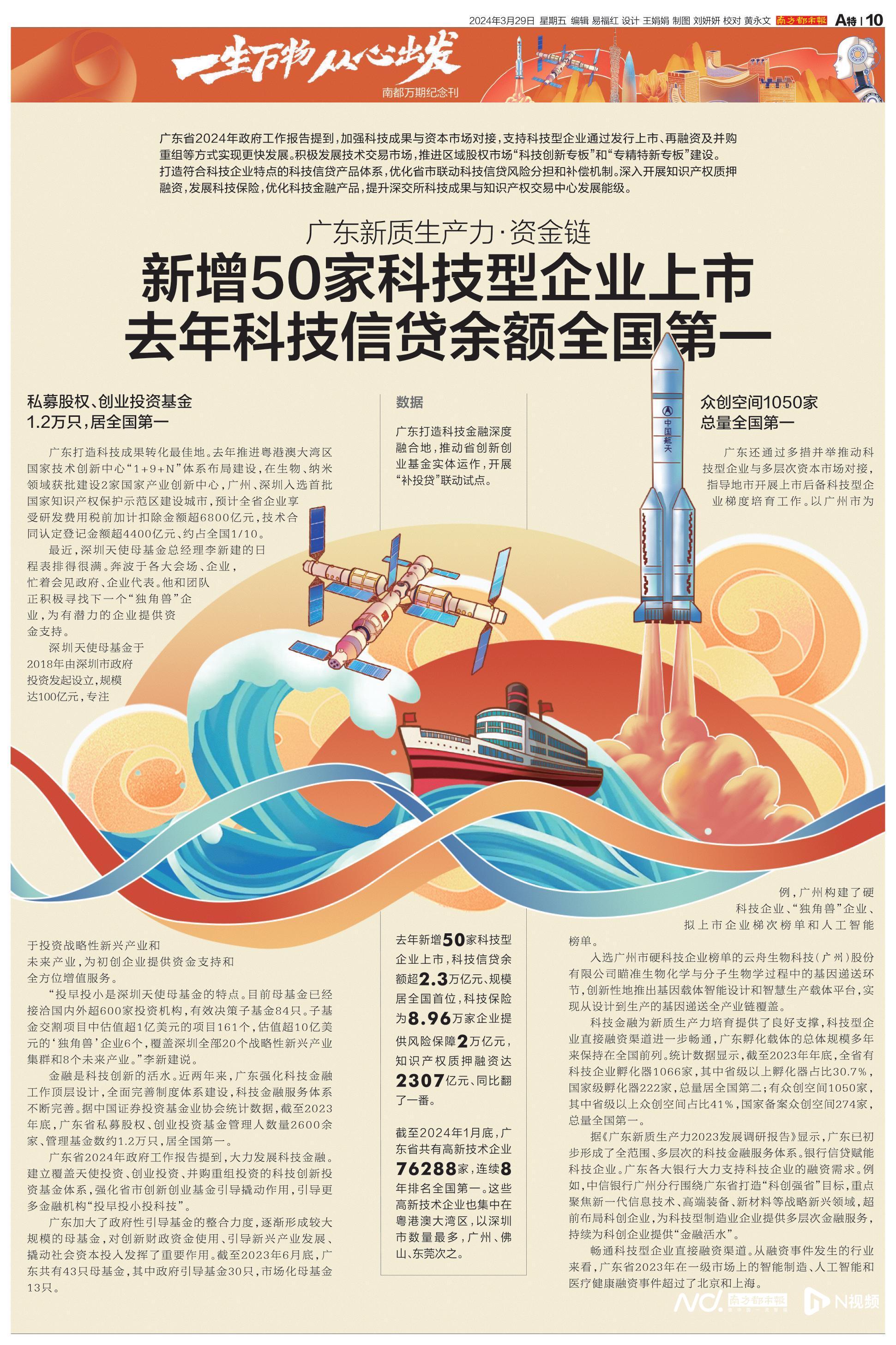 广东新质生产力资金链：去年科技信贷余额全国第一